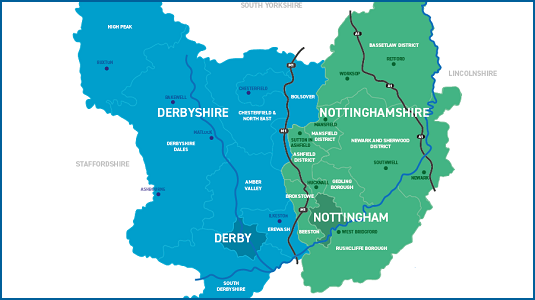 East Midlands Devolution map